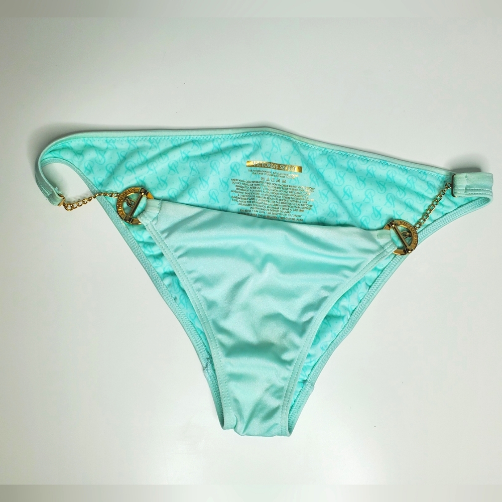 Victoria's Secret S Bikini Bottom Aqua Blue Toggle Chain Very Sexy Swim 2013